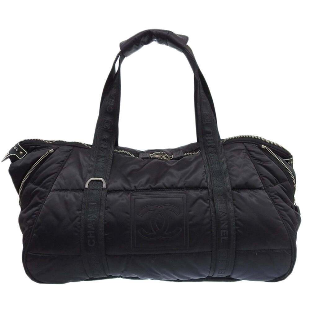 CHANEL Black Logo Boston Bag